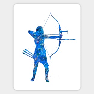 Archery girl blue art Sticker